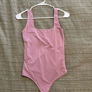 Pink Square Neck Bodysuit